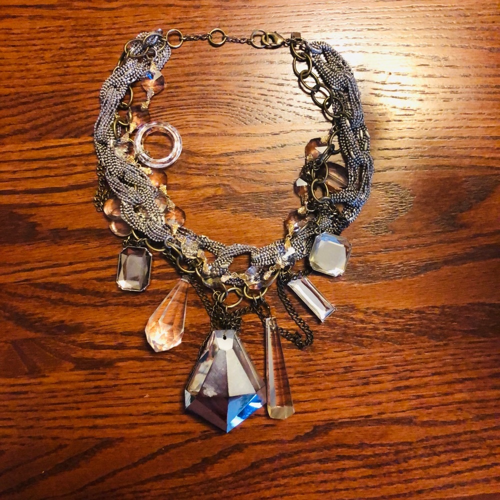 Chandelier mixed metal necklace
